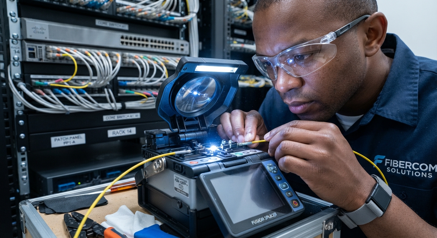 Fibre optic splicing work
